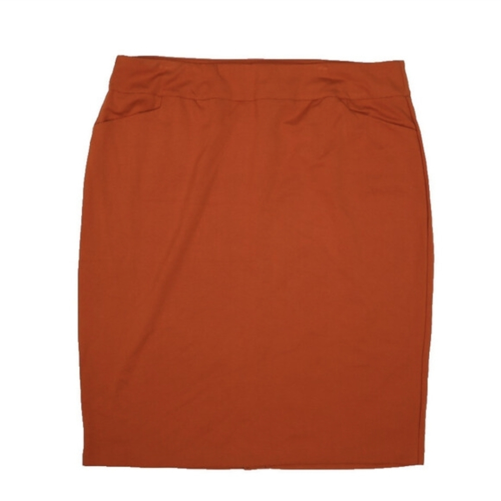 Ashley Stweart Burnt Orange Ponte Midi Pencil Skirt